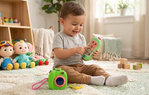CoComelon Musical Cell Phone and Camera Pretend Toy Set - Great Electronic Learning Toy for Toddlers & Preschoolers - Officially Licensed - Gift for Kids - Ages 2+ in Kuwait