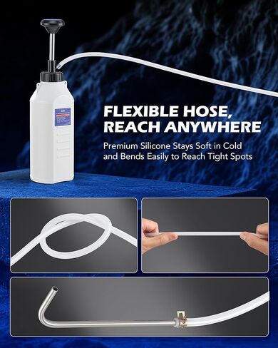 Orion Motor Tech Hand Fuel Pump, 1L Hand Fluid Transfer Pump for Engine, Transmission and Gear Oils, Multi-Purpose Oil Pump with 39 in Silicone Hose, Precision Fluid Dispensing in Kuwait