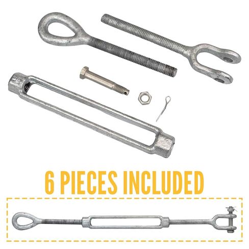 US Cargo Control 3/4 Inch x 12 Inch Jaw and Eye Galvanized Turnbuckle, Working Load Limit 5,200 Pounds, Uses: Tower, Suspension, Mining, Rigging, Tensioning in Kuwait