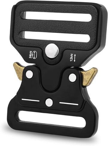 CooBigo 2 Pack Tactical Belt Buckles, 1-1/2" Heavy Duty Metal Tactical Buckle Clips for Dog Collar Hardware, Harness, Backpack, Luggage Strap Release Clasp Replacement (Black) in Kuwait