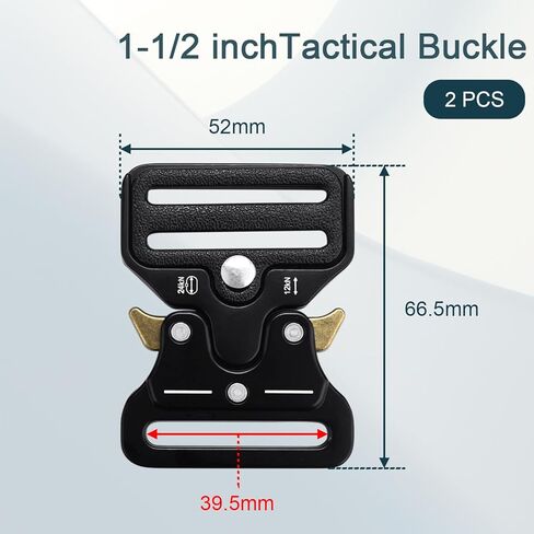 CooBigo 2 Pack Tactical Belt Buckles, 1-1/2" Heavy Duty Metal Tactical Buckle Clips for Dog Collar Hardware, Harness, Backpack, Luggage Strap Release Clasp Replacement (Black) in Kuwait