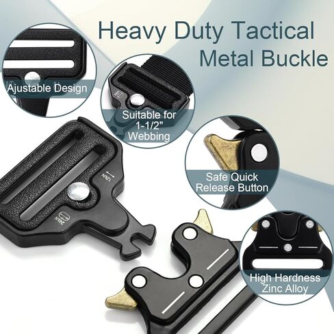CooBigo 2 Pack Tactical Belt Buckles, 1-1/2" Heavy Duty Metal Tactical Buckle Clips for Dog Collar Hardware, Harness, Backpack, Luggage Strap Release Clasp Replacement (Black) in Kuwait