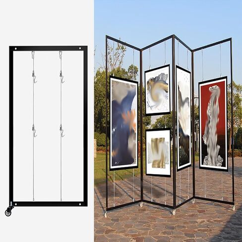 رف عرض متحرك قابل للطي، حامل عرض فني معدني للمعارض - 8 قطع متينة مقاس 80 × 180 سم (31.5 × 70.8 بوصة) حامل ملصقات للاستخدام الداخلي والخارجي - إطار لافتات متعدد الاستخدامات للأعمال الفنية والإعلان in Kuwait