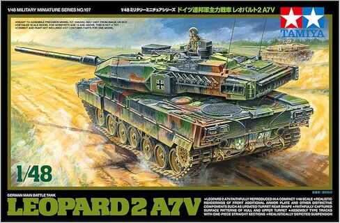 Tamiya 32607 1:48 KPz Leopard 2 A7V Model Building Kit, Plastic Kit, Hobby, Crafts, Tank Kit, Military, Tank 1:48, Stand Model Building in Kuwait