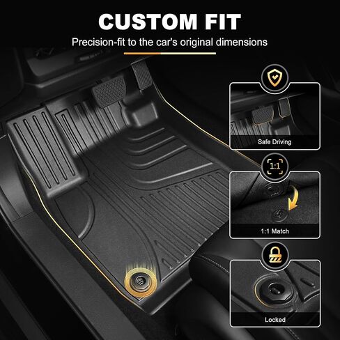 AOMSAZTO Floor Mats & Trunk Mat Fit for Honda Accord 2026 2025 2024 2023 (Gasoline & Hybrid), All Weather TPE Floor Liners with Cargo Mat, Waterproof Non-Slip Car Mats, Black in Kuwait