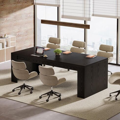 Tribesigns 6 ft Conference Table for 6-8 People, 71-Inch Rectangular Executive Meeting Table for Office, Farmhouse Sturdy Business Desk for Office Conference Room, Black in Saudi Arabia