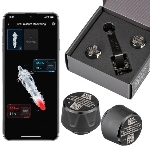 نظام TPMS للدراجات النارية من KEMIMOTO، مستشعر مراقبة الإطارات - لاسلكي 5.2 مستقر، IP67 مقاوم للماء لمراقبة ضغط الإطارات في الوقت الحقيقي وتنبيهات درجة الحرارة، عمر بطارية طويل يناسب الدراجة الترابية ATV والدراجة الإلكترونية in Kuwait