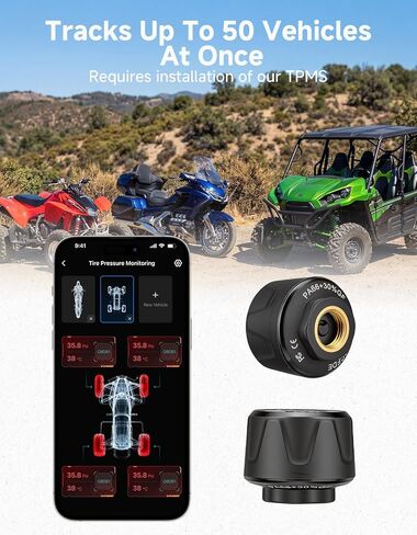 نظام TPMS للدراجات النارية من KEMIMOTO، مستشعر مراقبة الإطارات - لاسلكي 5.2 مستقر، IP67 مقاوم للماء لمراقبة ضغط الإطارات في الوقت الحقيقي وتنبيهات درجة الحرارة، عمر بطارية طويل يناسب الدراجة الترابية ATV والدراجة الإلكترونية in Kuwait
