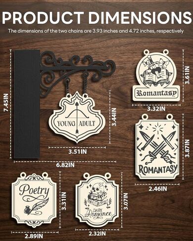 لافتات Sonloka Book Nook Tavern Signs، 5 قطع فواصل خشبية لرف الكتب، زاوية كتب على طراز العصور الوسطى لديكور رف الكتب، ديكور مكتبة المنزل، عرض كتب الطاولة، ملحقات أرفف الكتب in Kuwait