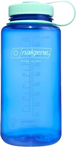 Nalgene Water Bottle - Lightweight Sustain Tritan BPA-Free Shatterproof Bottle for Backpacking, Hiking, Gym, 32 OZ, Wide Mouth, Cornflower Blue in Saudi Arabia