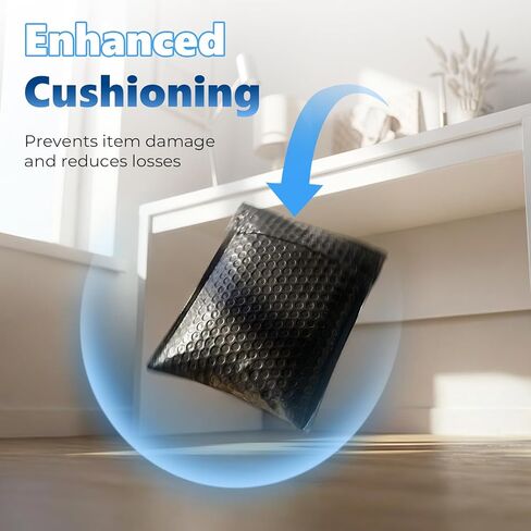 Metronic Extra Deep Bubble Mailers Usable Size 6x9" 50 Pack Padded Envelopes 6.57x10" Opaque Self Seal Adhesive Waterproof bubble envelopes Shipping Bag for CD,Jewelry,Small Business,Black,#0 in Kuwait