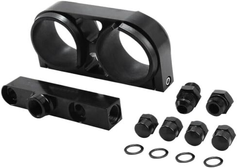 Billet Aluminum Dual Fuel Pump Clamp Mounting Bracket Outlet Manifold Compatible with 044 380LPH in Kuwait