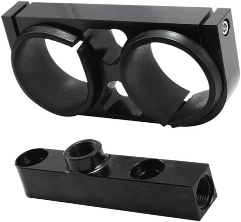Billet Aluminum Dual Fuel Pump Clamp Mounting Bracket Outlet Manifold Compatible with 044 380LPH in Kuwait