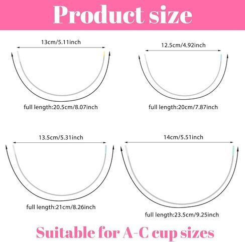 12Pairs Underwire Carbon Steel Bra Underwire Replacement Metal Bra Wire Bras Supporters Sewing Supplies for A Cup B Cup C Cup (Silver) in Kuwait