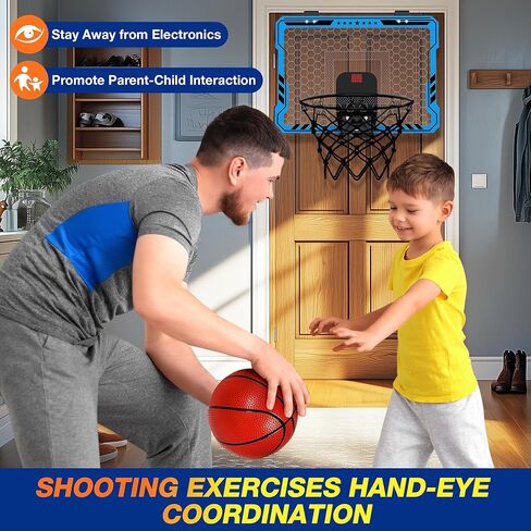 ropoda Indoor Basketball Hoop, Mini Hoop with 7 LED Lights, 3 Modes Scoreboard, Mini Hoop with 4 Balls Over The Door, Basketball Hoop Indoor, Toys Gifts for Kids Adults in Saudi Arabia