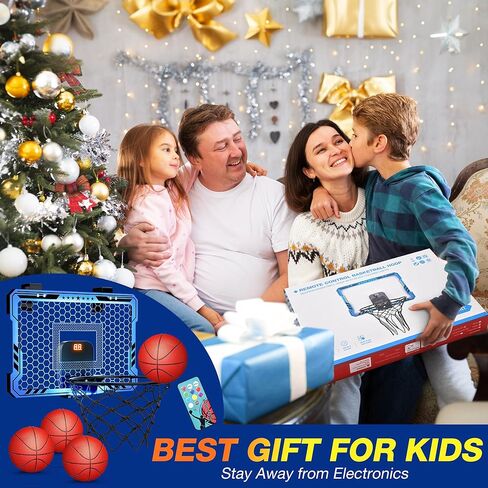 ropoda Indoor Basketball Hoop, Mini Hoop with 7 LED Lights, 3 Modes Scoreboard, Mini Hoop with 4 Balls Over The Door, Basketball Hoop Indoor, Toys Gifts for Kids Adults in Saudi Arabia