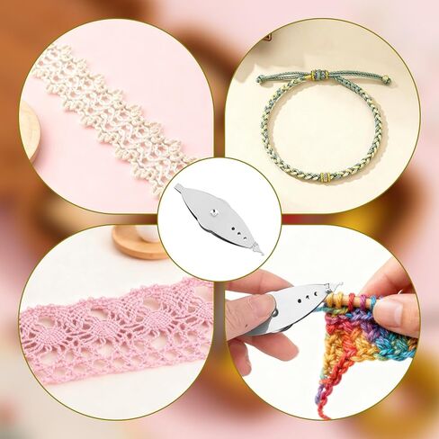 3pcs Needle Shuttles for Beginners with Bobbin, Premium Metal Tatting Shuttle Household Knitting Sewing Accessories for Vintage Lace Making & DIY Craft Projects in Kuwait