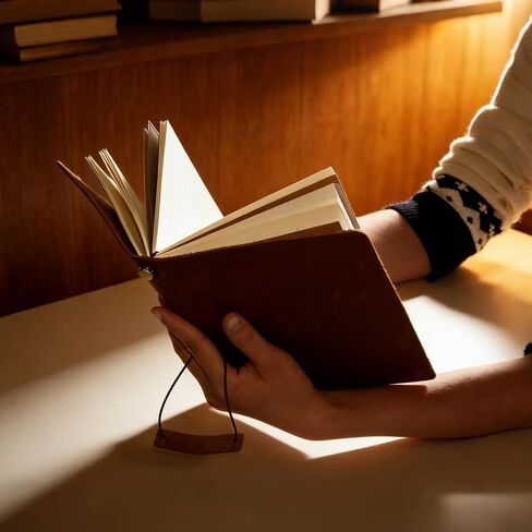 دفتر ملاحظات للكتابة على شكل مجلة جلدية مقاس A5، مفكرة يومية من الجلد المحبب بالكامل للرجال والنساء، هدايا قابلة لإعادة الملء، دفتر ملاحظات للمسافرين، بني in Kuwait