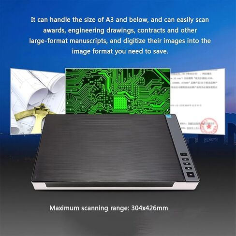 Flatbed Scanner for A3 Graphics and Documents,1200 Dpi Color Photo and Document Flatbed Scanner, Designed for Libraries, Schools Or Small Offices - in 8 Seconds About in Kuwait