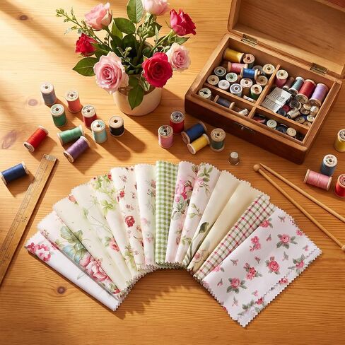 42Pcs Floral Charm Packs for Quilting, 5x5 Inch Cotton Fabric Squares Precut Vintage Floral Fabric Quilting Charm Packs Quilted Fabrics for Sewing DIY Crafts, Patchwork in Kuwait