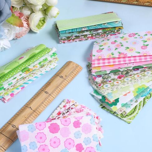 50PCS 4" X 4" Cotton Fabric Squares, Precut Quilting Craft Bundle, Fabric for Sewing Multi-Color Patterns for DIY Sewing, Patchwork, Scrapbooking, Doll Clothes in Kuwait
