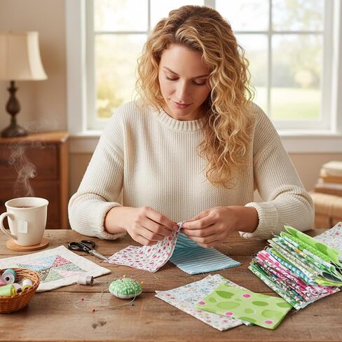 50PCS 4" X 4" Cotton Fabric Squares, Precut Quilting Craft Bundle, Fabric for Sewing Multi-Color Patterns for DIY Sewing, Patchwork, Scrapbooking, Doll Clothes in Kuwait