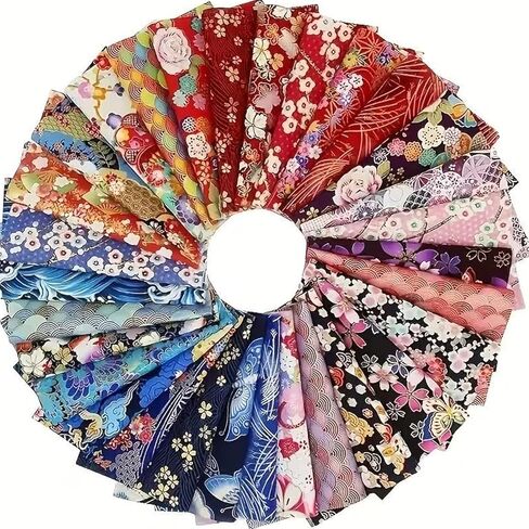 50 Pack 4x4 Inch 100% Cotton Twill Fabric Squares - DIY Quilting Patchwork Supplies for Cushions, Crafts & Sewing Projects, Assorted Prints or Solids in Kuwait
