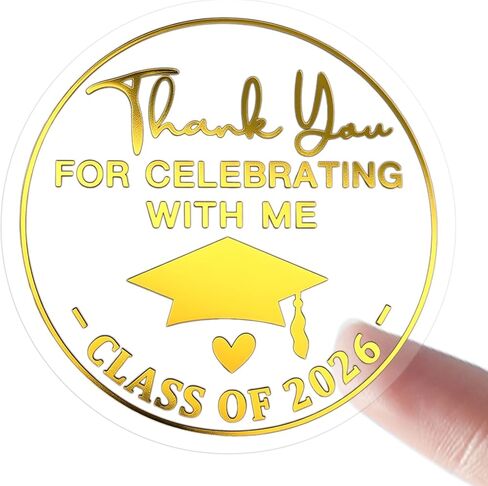 100 x Class of 2026 Graduation Thank You Stickers – Gold Foil Embossed Labels for Graduation Party Favors, Envelope Seals & Decorations (1.5 Inch) in Kuwait