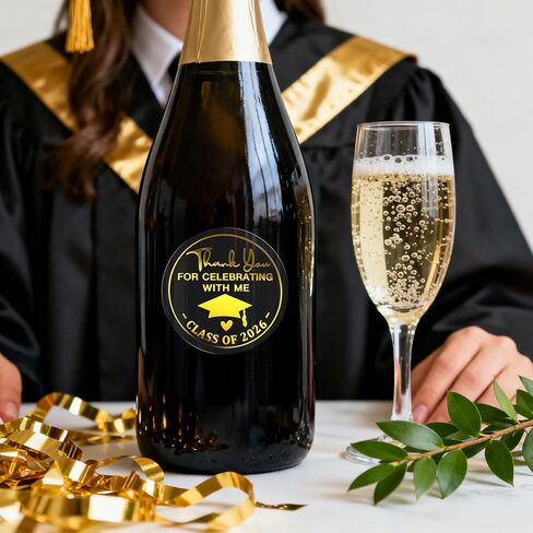 100 x Class of 2026 Graduation Thank You Stickers – Gold Foil Embossed Labels for Graduation Party Favors, Envelope Seals & Decorations (1.5 Inch) in Kuwait