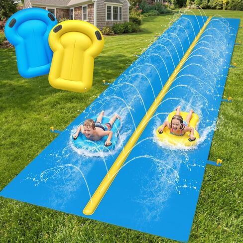 Evoio Water Slide, 32.8FT Inflatable Splash Water Slip with 2 Racing Lanes for Kids Boys Girls Adults, Water Slide Outdoor Water Toys for Backyard Garden in Kuwait