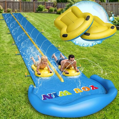 Evoio Water Slide, 32.8FT Inflatable Splash Water Slip with 2 Racing Lanes for Kids Boys Girls Adults, Water Slide Outdoor Water Toys for Backyard Garden in Saudi Arabia