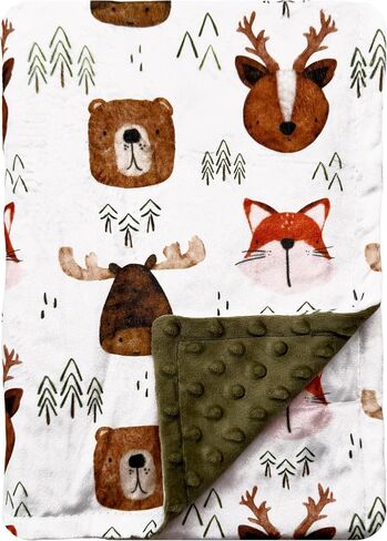 Baby Blanket for Boys Girls,Soft Minky Blanket with Double Layer Dotted Backing for Infant Toddler Nursery Crib (Forest, 30 * 40 inch) in Saudi Arabia