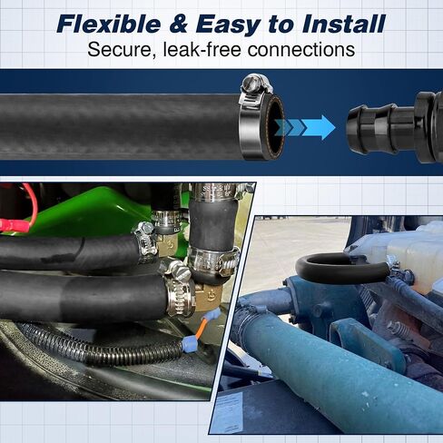 خرطوم سخان 10FT 1/4 بوصة مع مشابك، خرطوم تبريد مطاطي EPDM لمحرك السيارة والرادياتير، ضغط عالي 100PSI، خط سخان 1/4 للسيارات in Kuwait