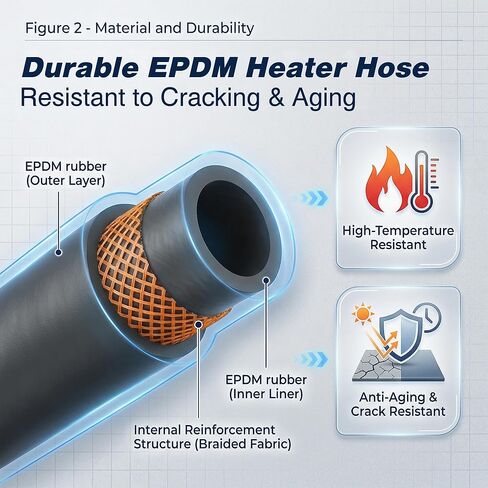 خرطوم سخان 10FT 1/4 بوصة مع مشابك، خرطوم تبريد مطاطي EPDM لمحرك السيارة والرادياتير، ضغط عالي 100PSI، خط سخان 1/4 للسيارات in Kuwait
