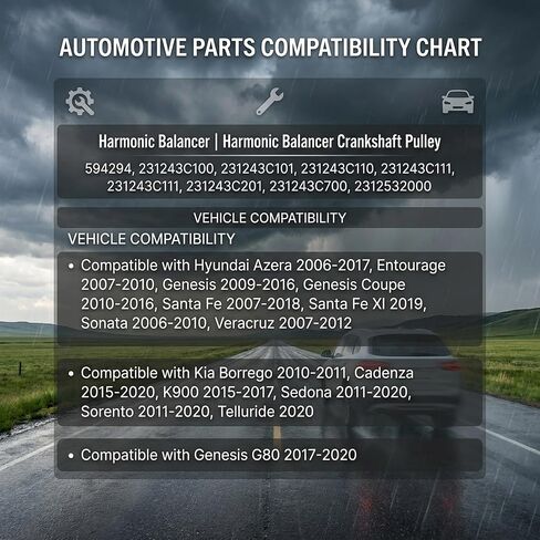Harmonic Balancer Crankshaft Pulley Compatible with Hyundai Azera 2006-2017, Santa Fe 2007-2018, Sonata 2006-2010, Kia Sorento 2011-2020, Sedona 2011-2020, Genesis G80 2017-2020, K900, Caden in Kuwait