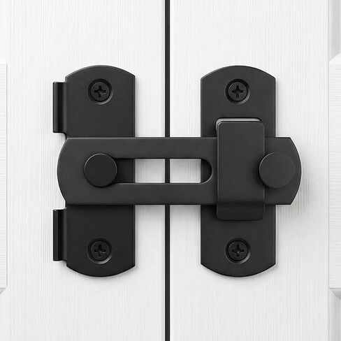 DOUBLE 2 C Barn Door Lock, Sliding Barn Door Lock Hardware Gate Latches, Carbon Steel Door Latches for Barn Door Cabinet Window Closet Door, Black in Saudi Arabia