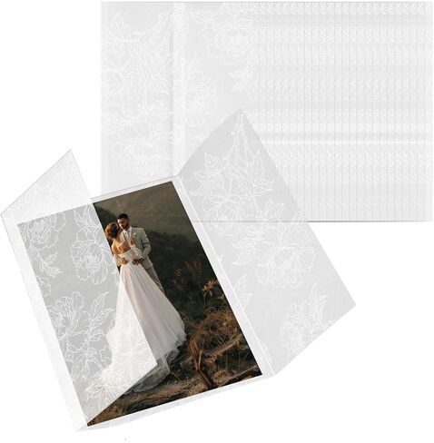 Floral Vellum Jackets for 5x7 Invitations, Goefun 115GSM Pre-Folded Vellum Paper 5x7, 120 Pack Invitation Covers with White Flower Pattern for Wedding Invitation Wraps, Baby Showers, Greeting Cards in Kuwait