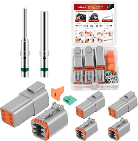 مجموعة موصلات Nilight 6 PIN DT 3 مجموعات مقاس 16 اتصالات صلبة مقاومة للماء طرف أنثى ذكر لـ 14-20 AWG DT سلسلة موصلات سيارة شاحنة دراجة نارية مركبات الطرق الوعرة قارب in Kuwait