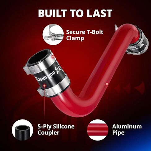 EVIL ENERGY Upper Coolant Hose Kit for 2017-2019 L5P Duramax 6.6L, Aluminum Upper Radiator Coolant Hose Replacement Upgrade for Silverado/Sierra 2500HD 3500HD, 5-Ply Silicone Couplers & T-Bolt Clamps in Kuwait