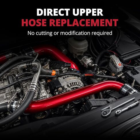 EVIL ENERGY Upper Coolant Hose Kit for 2017-2019 L5P Duramax 6.6L, Aluminum Upper Radiator Coolant Hose Replacement Upgrade for Silverado/Sierra 2500HD 3500HD, 5-Ply Silicone Couplers & T-Bolt Clamps in Kuwait