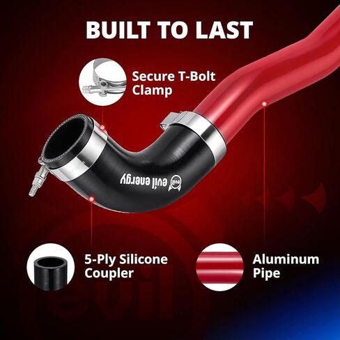 طقم خرطوم المبرد العلوي من EVIL ENERGY لعام 2020-2025 L5P Duramax 6.6L، ترقية استبدال خرطوم المبرد العلوي من الألومنيوم لسيلفرادو/سييرا 2500HD 3500HD، وصلات سيليكون 5 طبقات ومشابك T-Bolt in Kuwait