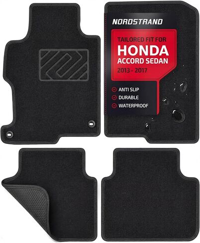 سجادات أرضية لسيارة Honda Accord 2013 2014 2015 2016 2017 سيدان - مصممة خصيصًا ثلاثية الأبعاد - مجموعة أمامية وخلفية مكونة من 4 قطع - ظهر مضاد للانزلاق - سجادة 22oz شديدة التحمل - سجادات أرضية للسيارة مناسبة لجميع الأحوال الجوية in Kuwait