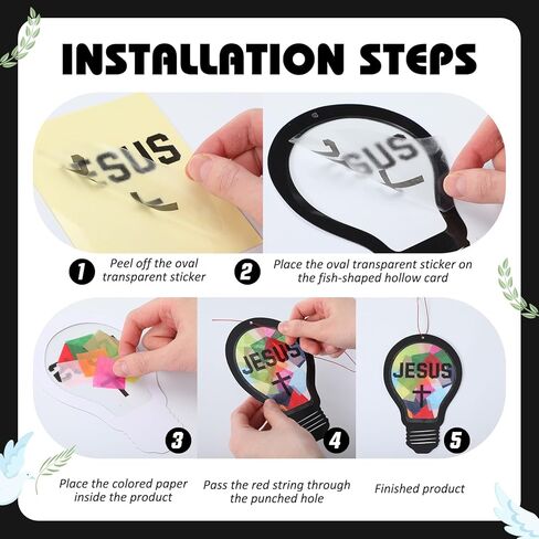 FunooFuno 24 Sets VBS Craft DIY Jesus Light Kit Illumination Theme Christian Suncatcher Crafts Light Bulb Cross Stained Glass Window Art for Sunday School 2026 VBS DIY Activity in Kuwait