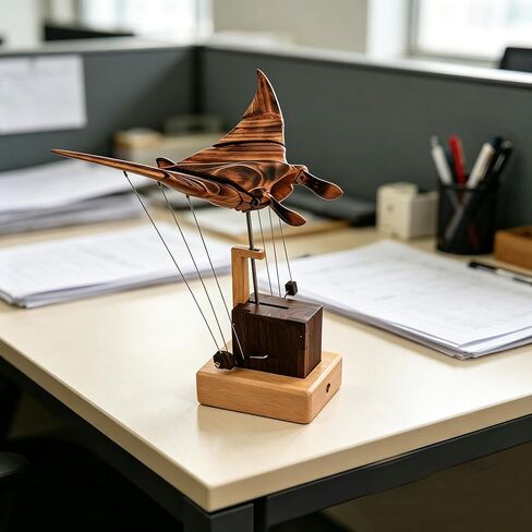 نموذج فني ديناميكي خشبي حركي مانتا مصنوع يدويًا، خشب الجوز والزان الطبيعي للمنزل، قابل لإعادة الشحن، تزيين المكتب وسطح المكتب للاسترخاء والعرض، هدية إبداعية للبالغين وهواة الجمع in Kuwait