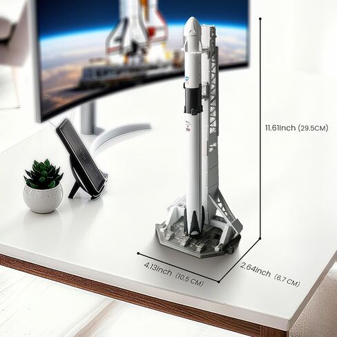 QIYUMOKE 1/200 مجموعة نماذج صاروخ المركبة الفضائية المتوافقة مع صواريخ Spacex Falcon 9 النموذجية لنماذج Adlut NASA الثابتة للمركبة الفضائية هدية لعشاق الفضاء أو شاشة سطح المكتب (11.5 بوصة ارتفاع) in Kuwait