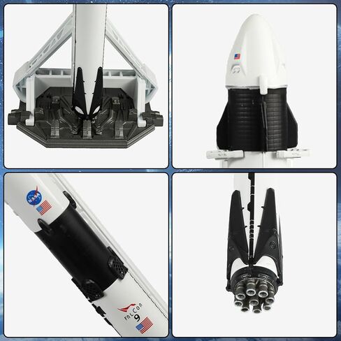 QIYUMOKE 1/200 مجموعة نماذج صاروخ المركبة الفضائية المتوافقة مع صواريخ Spacex Falcon 9 النموذجية لنماذج Adlut NASA الثابتة للمركبة الفضائية هدية لعشاق الفضاء أو شاشة سطح المكتب (11.5 بوصة ارتفاع) in Kuwait