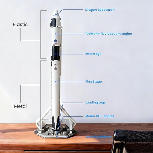 QIYUMOKE 1/200 مجموعة نماذج صاروخ المركبة الفضائية المتوافقة مع صواريخ Spacex Falcon 9 النموذجية لنماذج Adlut NASA الثابتة للمركبة الفضائية هدية لعشاق الفضاء أو شاشة سطح المكتب (11.5 بوصة ارتفاع) in Kuwait