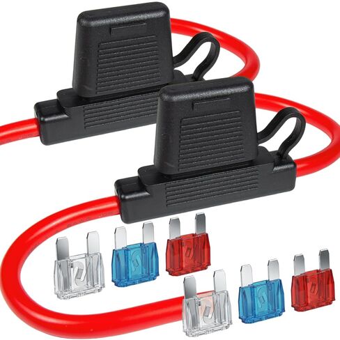 Inline Blade Maxi Fuse Holder, 6 AWG 2 Pack with 2pcs 50A /60A/80A Maxi Blade Fuses, Flip-Up Cover, for Automotive Electrical Systems in Kuwait
