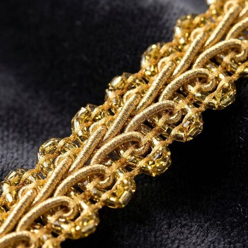 OIIKI 10.93 Yards Gold Lace Fabric Trim for Sewing, 0.51" Gold Braided Trims, Polyester Woven Sewing Decorative Trim for Curtains DIY Crafts Wedding Costume Decoration in Kuwait