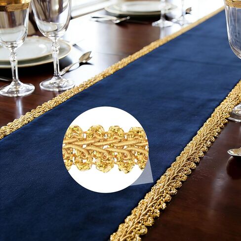 OIIKI 10.93 Yards Gold Lace Fabric Trim for Sewing, 0.51" Gold Braided Trims, Polyester Woven Sewing Decorative Trim for Curtains DIY Crafts Wedding Costume Decoration in Kuwait